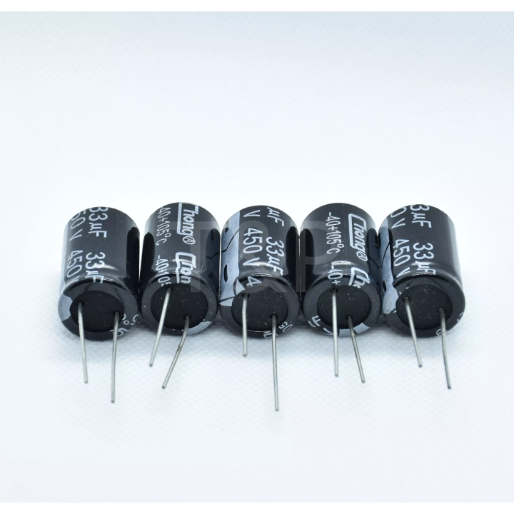 5 x Condensador electrolítico 33uF 450V
