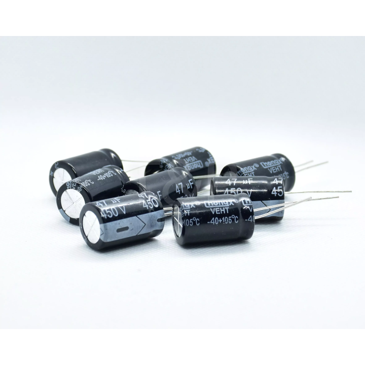 5 x Condensadores electrolíticos 47uF 450V 105ºC 16x25mm