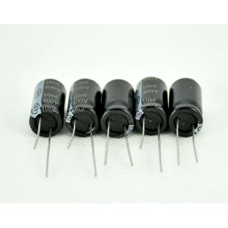 5 x 10uF 400V electrolytic capacitor 10x20mm
