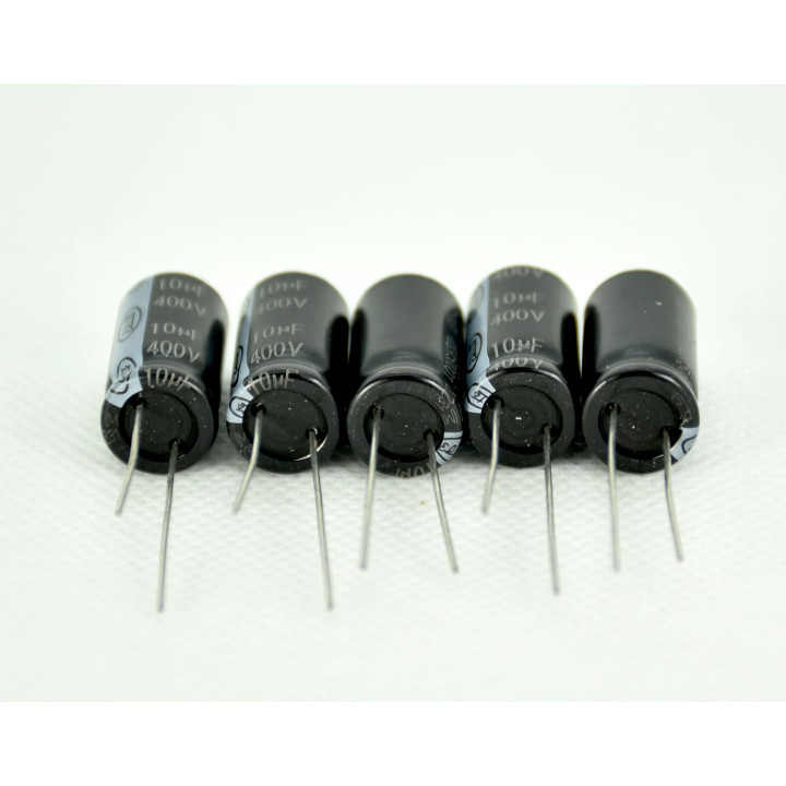5 x 10uF 400V electrolytic capacitor 10x20mm